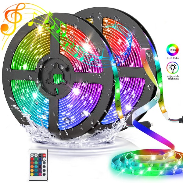 Set 2 x Banda LED RGB multicolor cu telecomanda 5 M