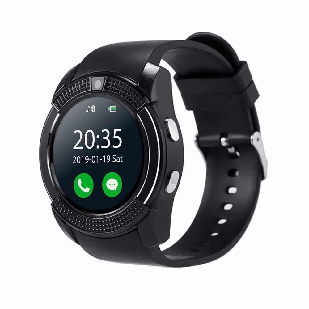 Ceas Smartwatch V8 cu functie apelare, SMS, camera, Bluetooth, Android, Negru