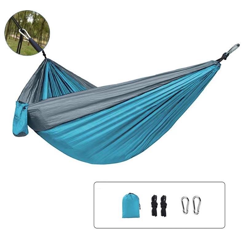 Hamac camping 260x140 cm, Bleu/Gri