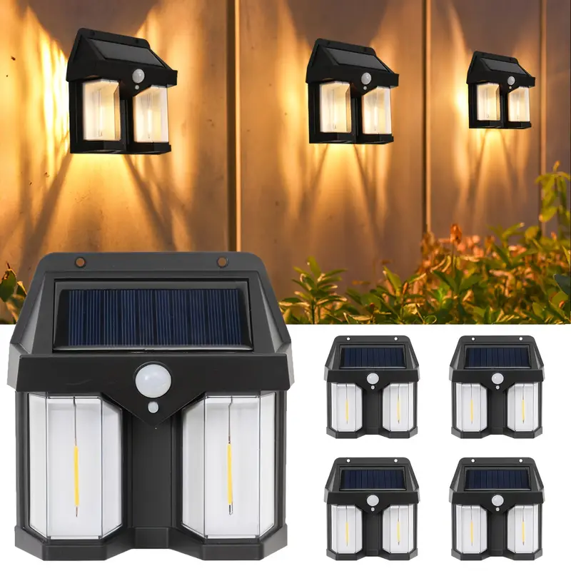 Set 4 x Lampa solara dubla, 3 moduri iluminare