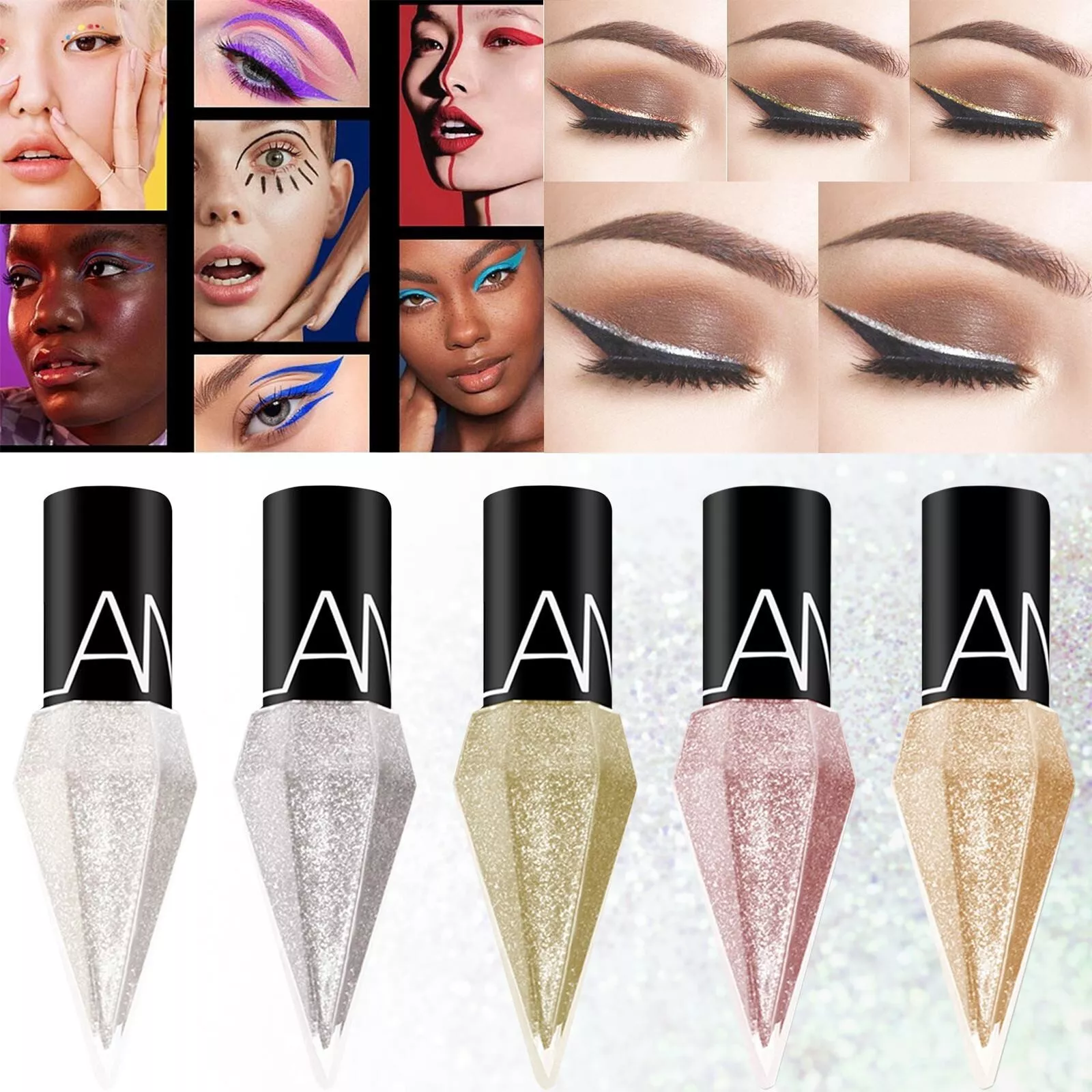Set 5 x Glitter, fard de ochi lichid, Waterproof Long Wear