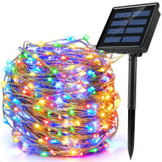 Instalatie solara 300 LED, 30 metri, telecomanda, Multicolor