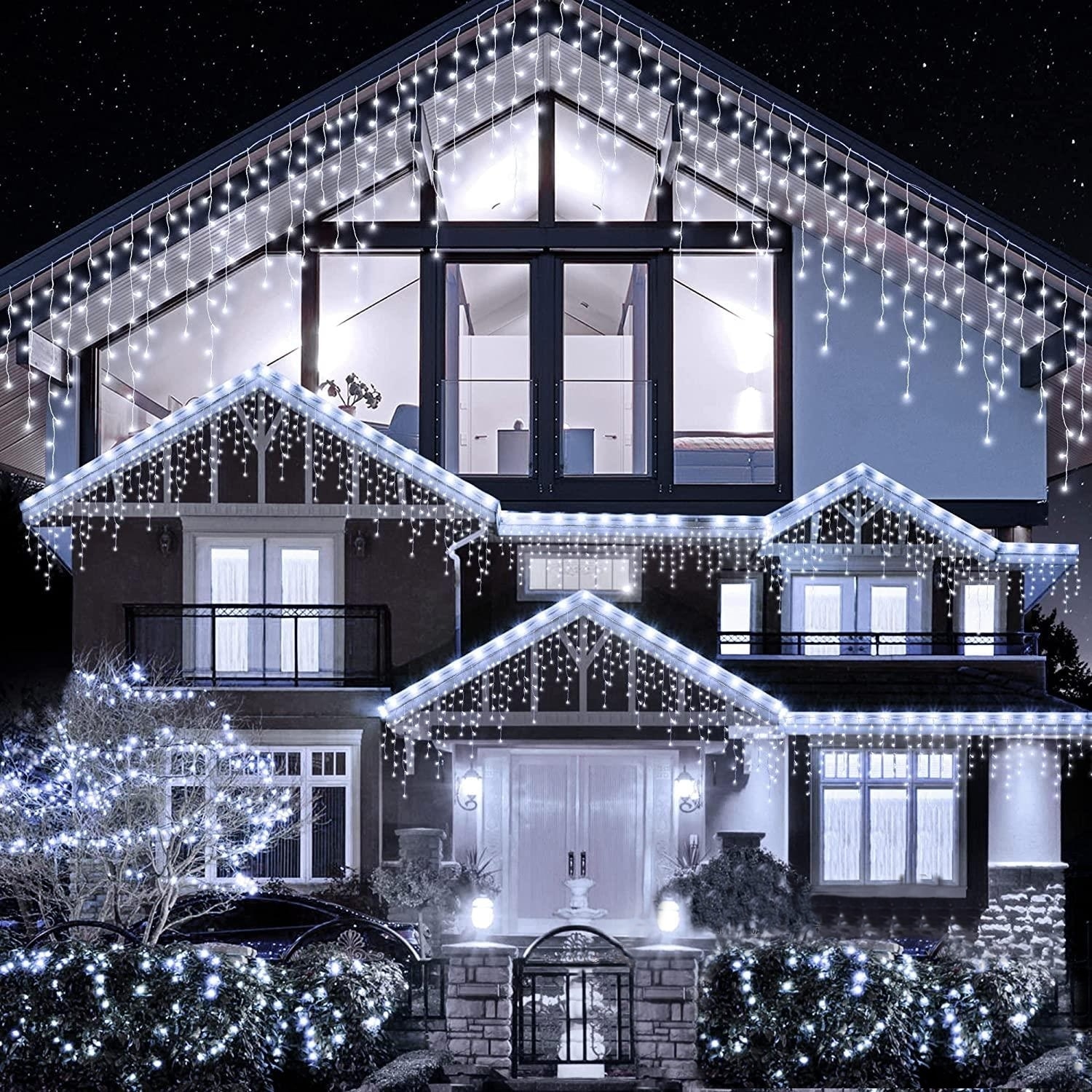 Instalatie franjuri, cu LED-uri tip turturi, 12 metri, Alb rece