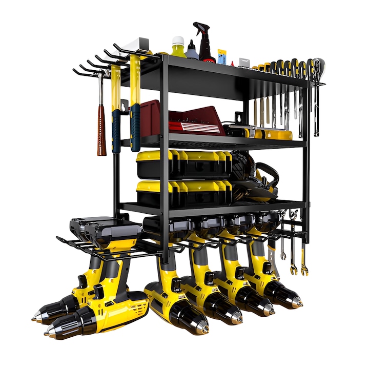 Raft metalic pentru scule si unelte, 4 compartimente