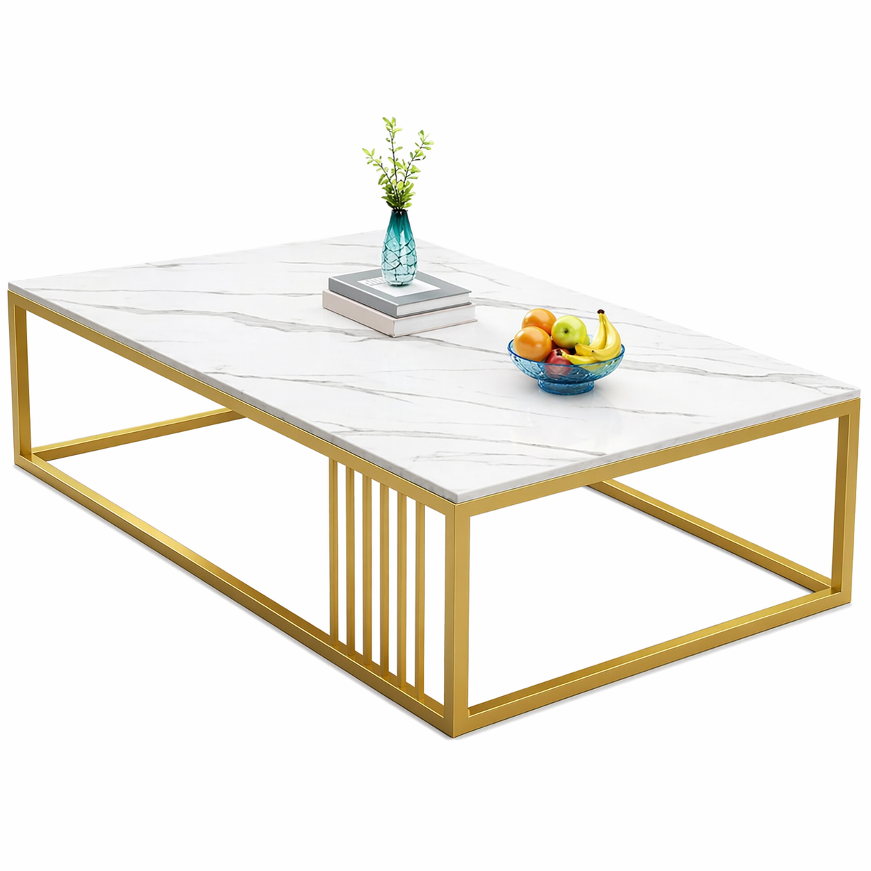 Masuta cafea dreptunghiulara, aspect marmura, 120x60x43 cm