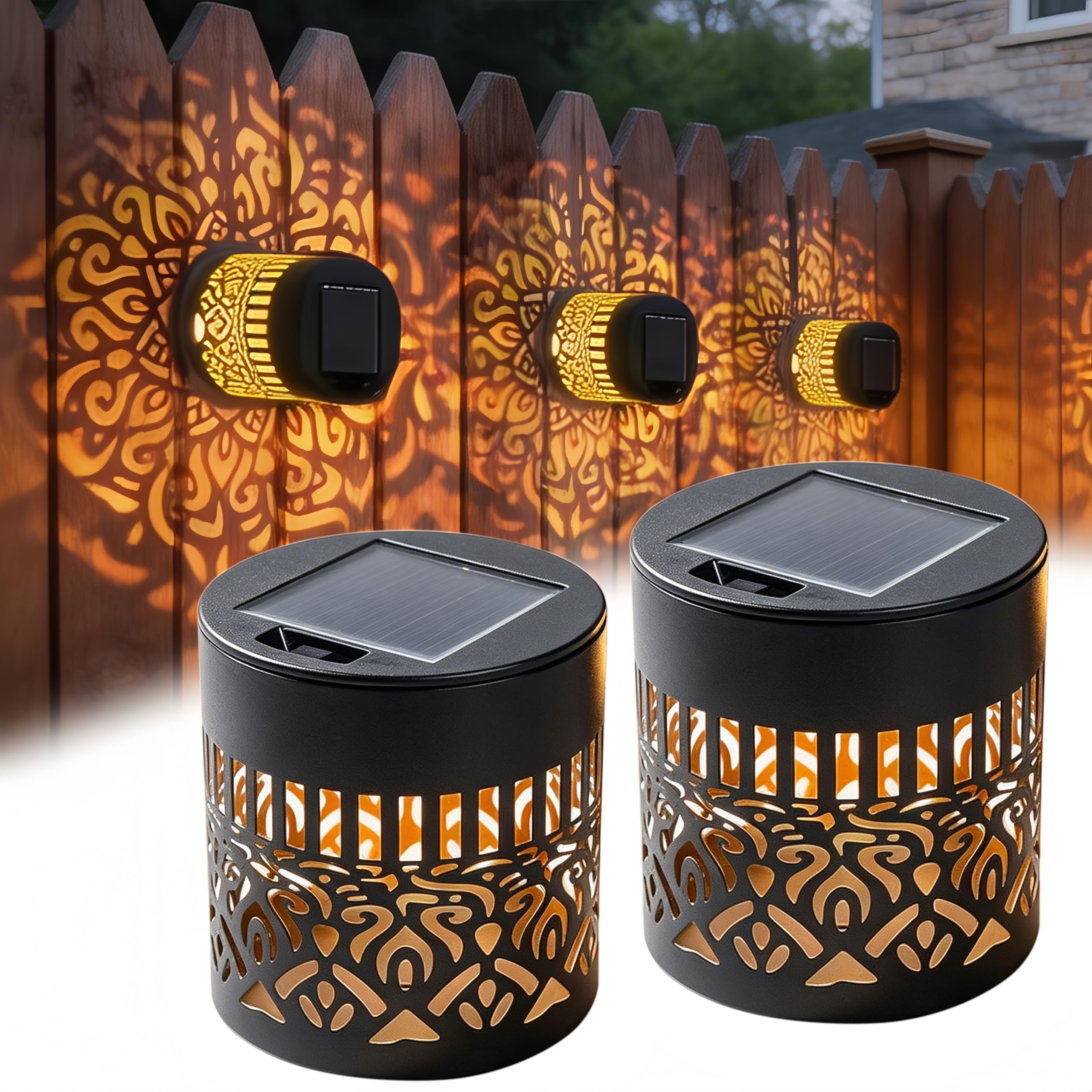 Set 2 x Lampa solara Mandala Alb cald