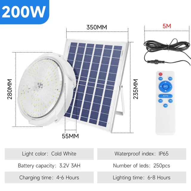 Lampa cu panou solar si telecomanda, 200 W | 300 W