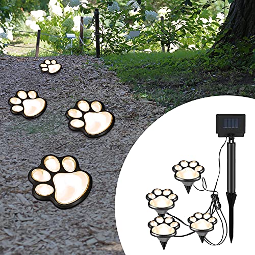 Set 4 lampi solare Paw Print Light