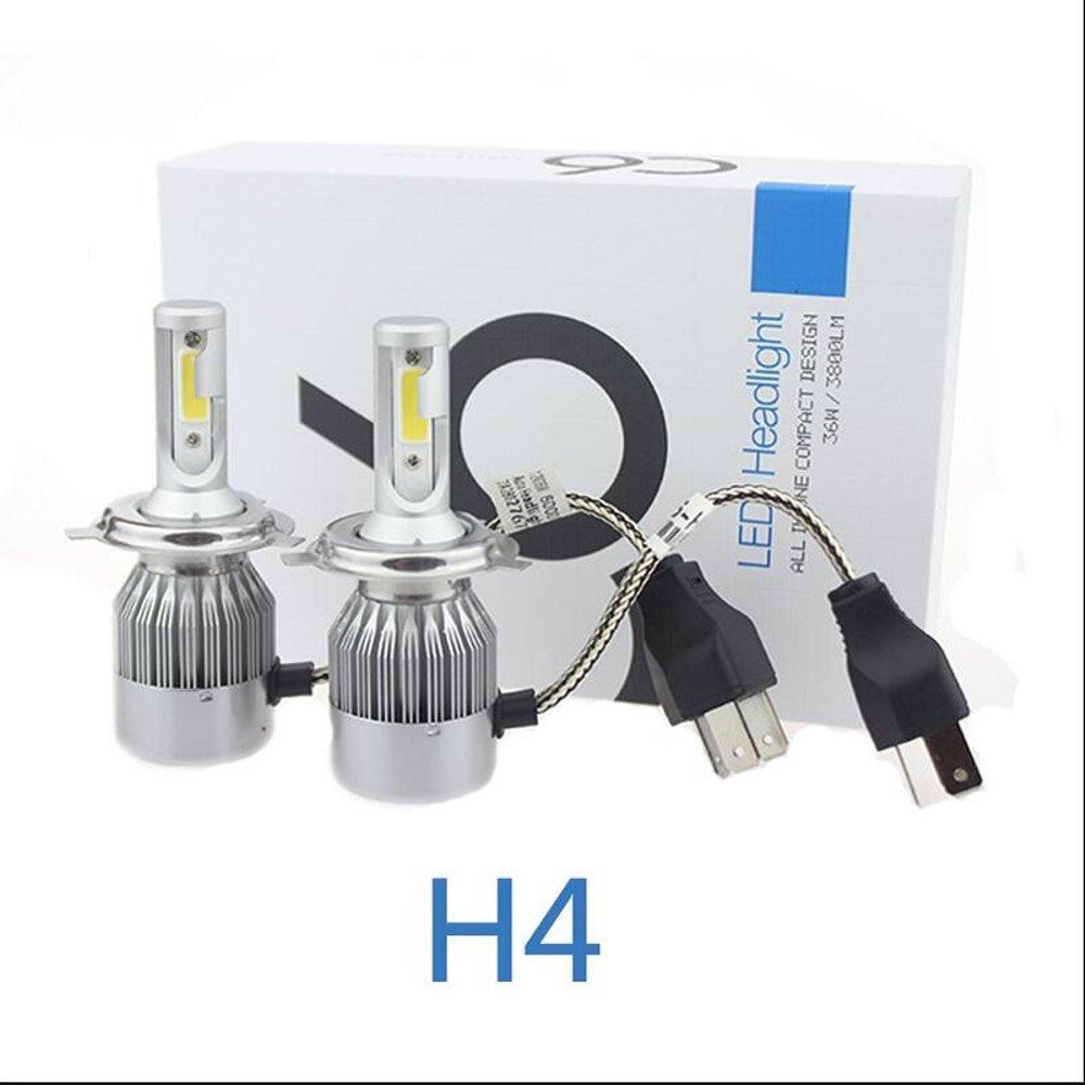 Set 2 becuri auto LED C6 H4 6000K cu 2 faze