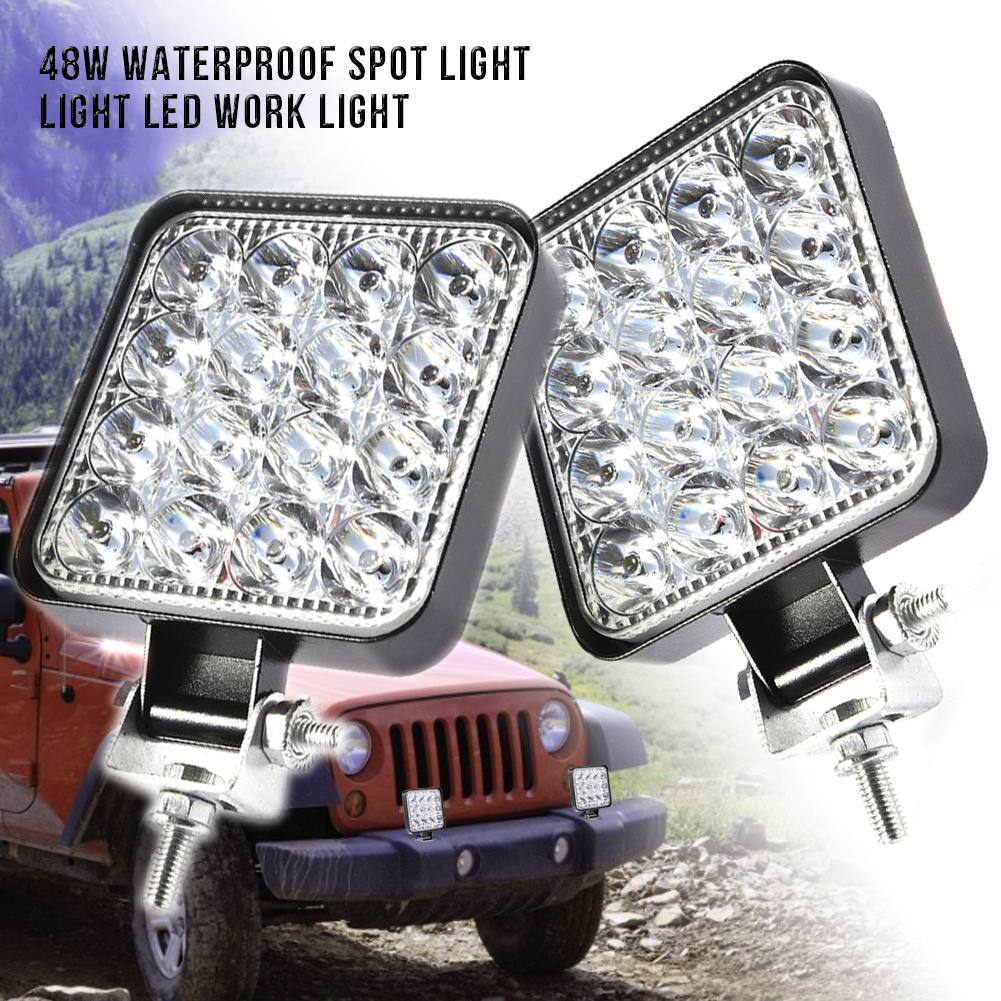 Set 2 proiectoare LED auto offroad 48W, 16 LED, 12V-24V