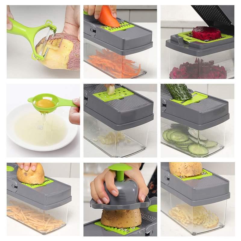 Razatoare Veggie Slicer 14 piese, lame inox + maner protectie