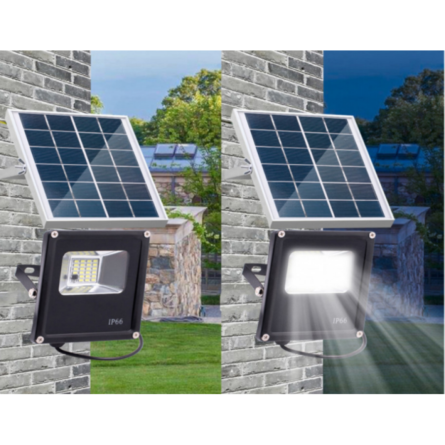 Proiector solar 125 LED, putere 80 W, cu panou solar si telecomanda