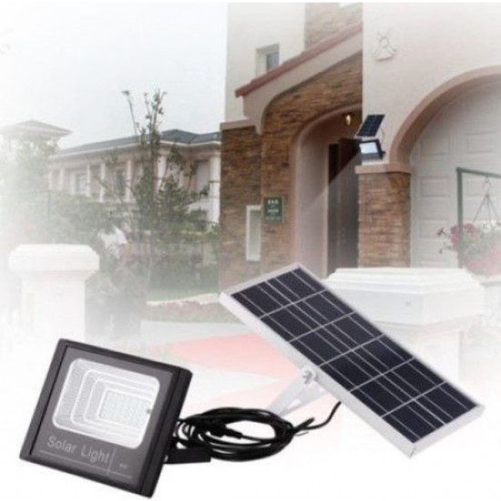 Proiector solar 125 LED, putere 80 W, cu panou solar si telecomanda