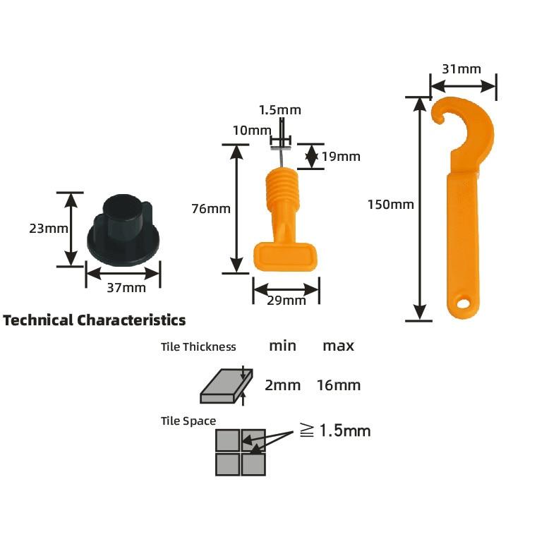 Set 50 tije refolosibile 1.5 mm sistem nivelare gresie