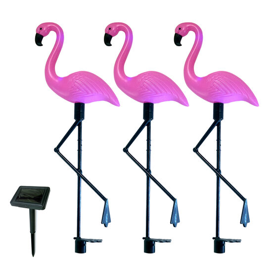 Set 3 x Lampa solara pentru gradina, Flamingo - 18x6x52 cm