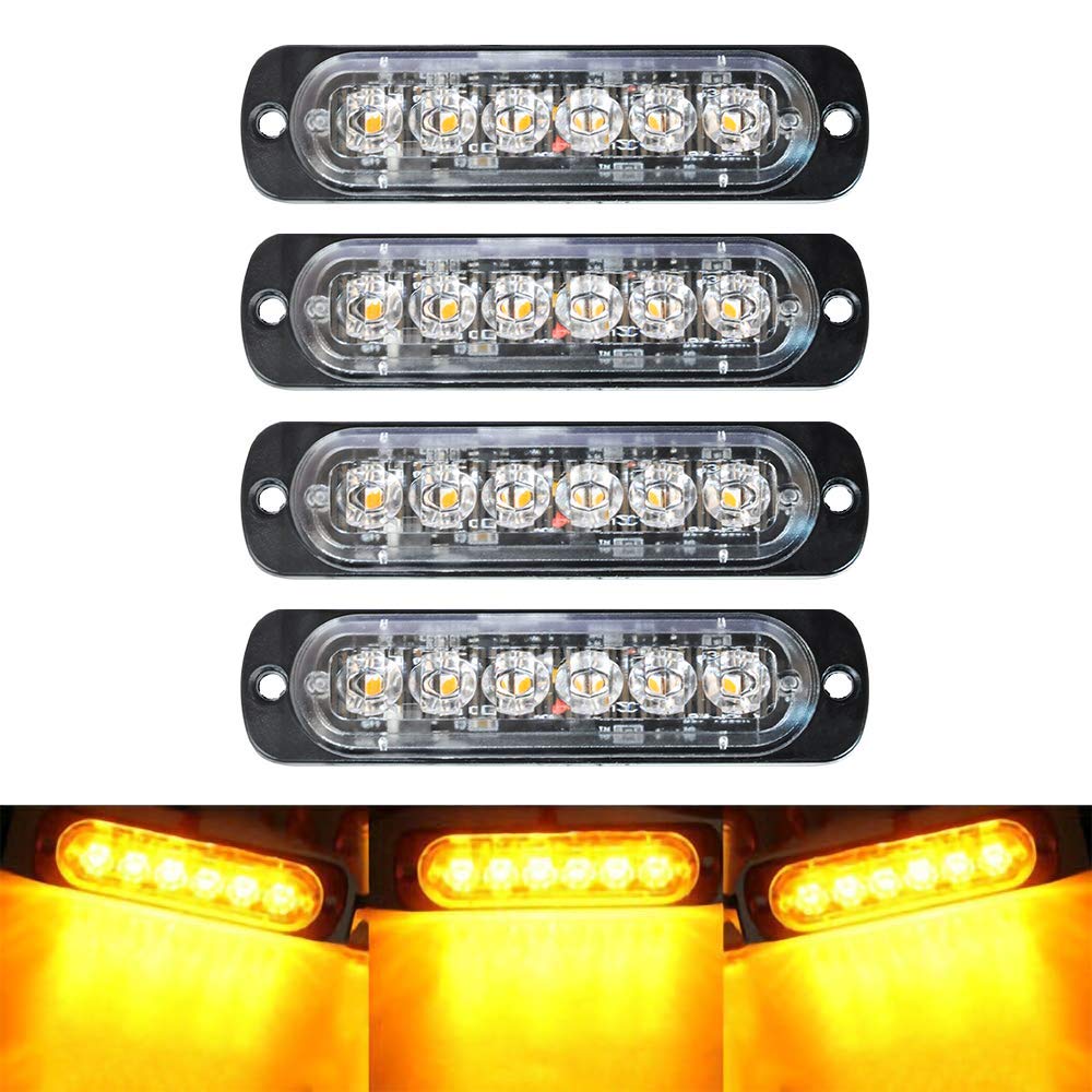 Set 4 x Stroboscop 6 LED, lumina portocalie