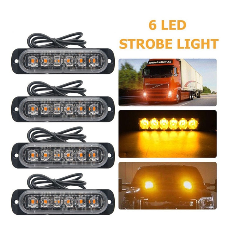 Set 4 x Stroboscop 6 LED, lumina portocalie