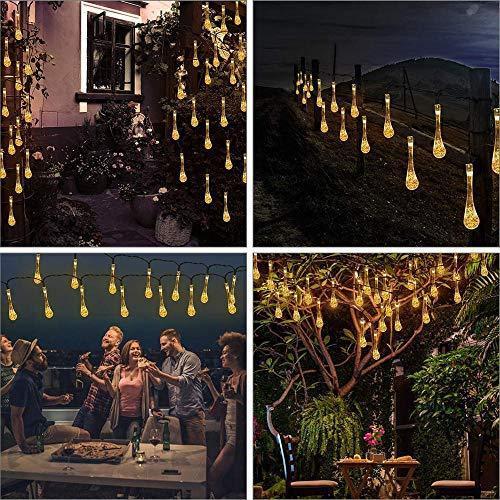 Instalatie solara cu 20 globulete LED Waterdrop, 5 M, lumina calda