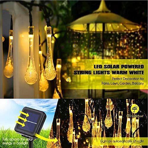 Instalatie solara cu 20 globulete LED Waterdrop, 5 M, lumina calda