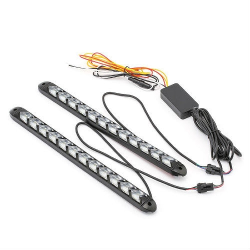 Set lumini auto LED DRL cu semnalizare dinamica, 12 module