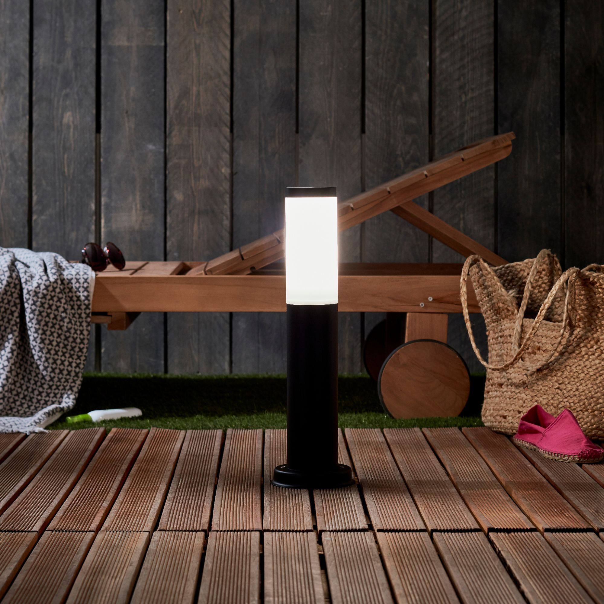 Stalp iluminat exterior, baliza LED H 44 cm, IP 44, negru