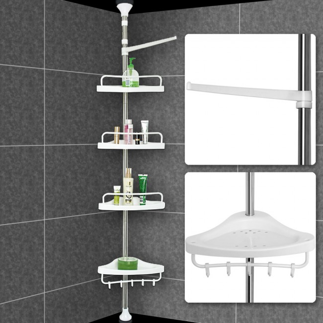 Etajera telescopica pentru baie, 4 rafturi, 100-260 cm