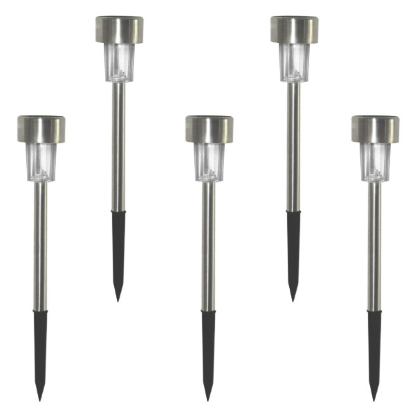 Set 5 x Lampa LED solara, argintie, IP 44, 30 cm
