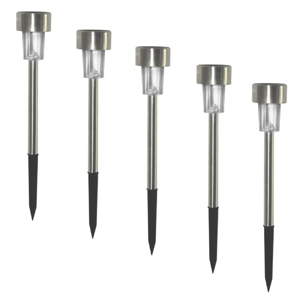 Set 5 x Lampa LED solara, argintie, IP 44, 30 cm