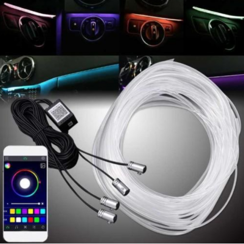 Banda LED lumini ambientale auto, 4 unitati, 6M, iOS, Android