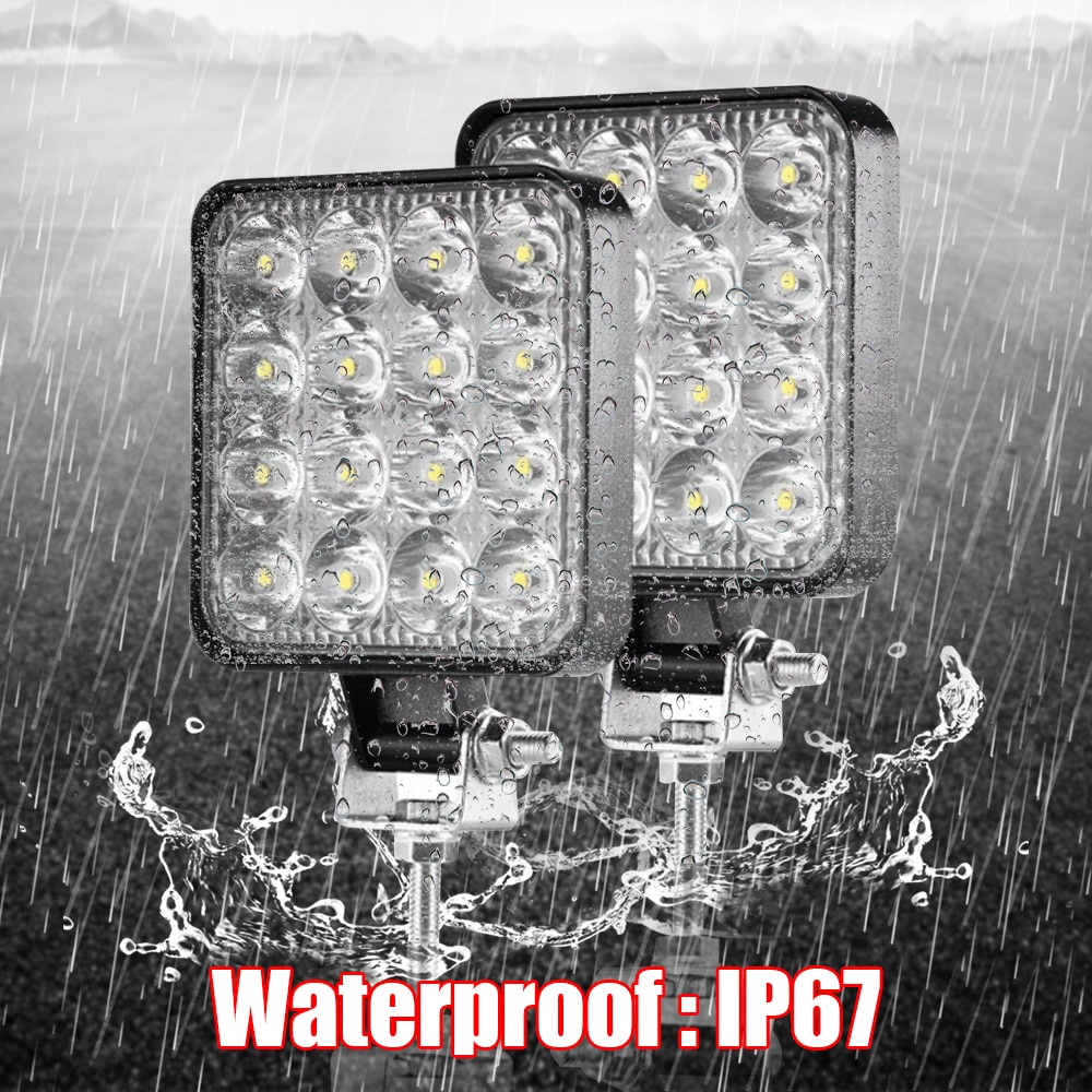 Set 4 proiectoare 16 LED 48W auto IP 67