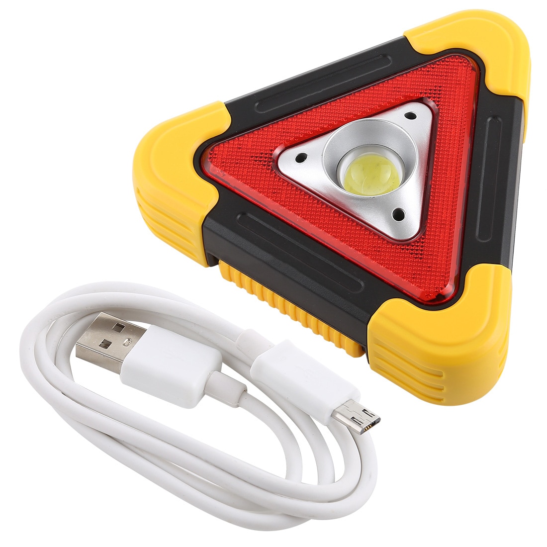 Triunghi reflectorizant LED cu incarcare solara, USB si baterii