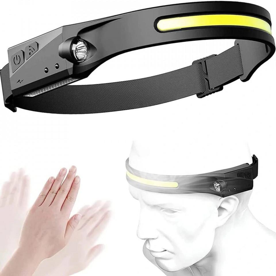 Lanterna frontala LED, 350 lumeni, Negru