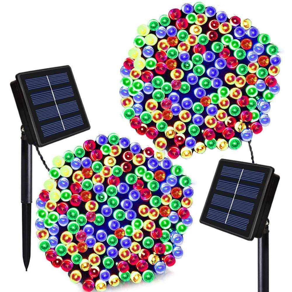 Set 2 x Instalatie solara 100 LED, exterior, Multicolor