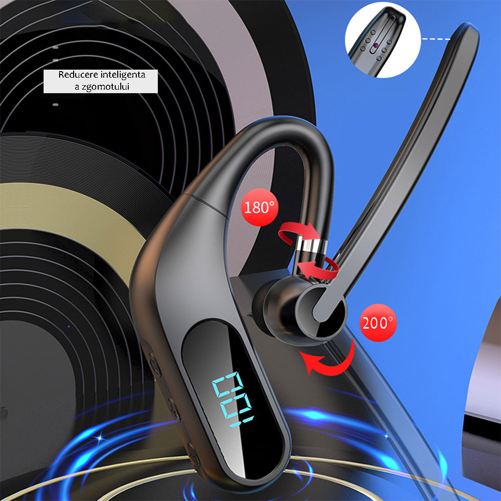 Casca Bluetooth cu display, rotativa, Multipoint