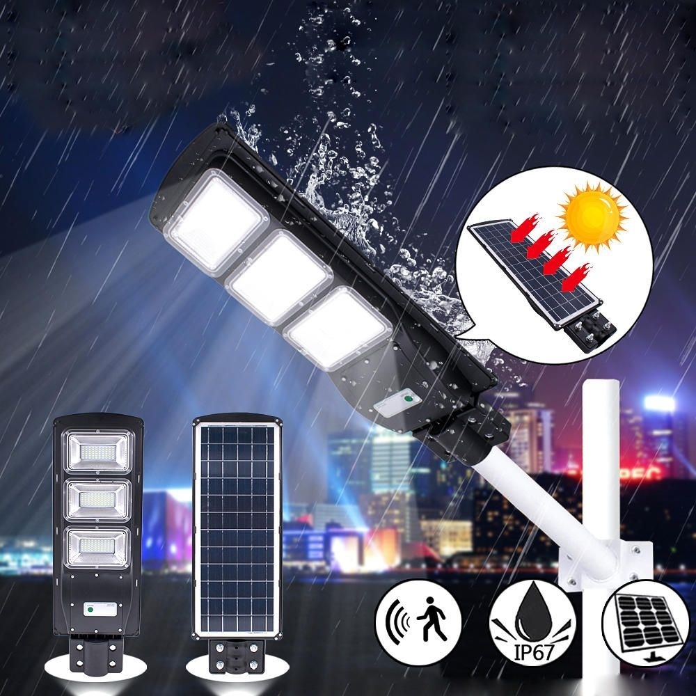 Lampa solara stradala 90W, 120 LED, senzor de miscare si lumina, telecomanda