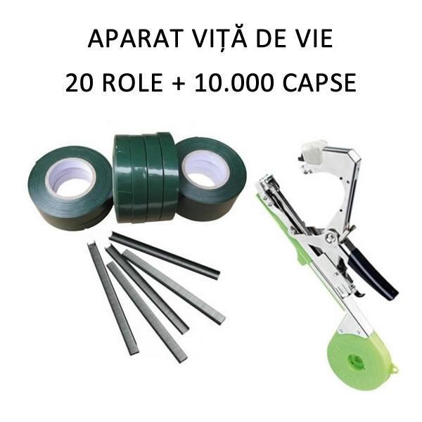 Aparat pentru legat vita de vie si legume + 10.000 capse + 20 role de banda