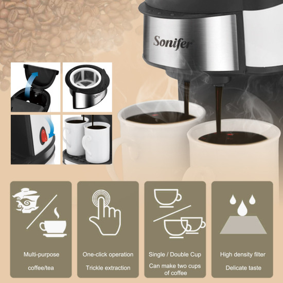 Espressor cafea, 2 cani simultan, 240 ml 