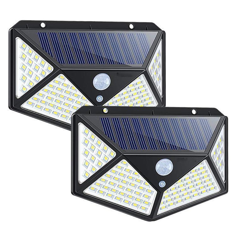 Set 4 x Lampa 100 LED cu panou solar, senzor de miscare