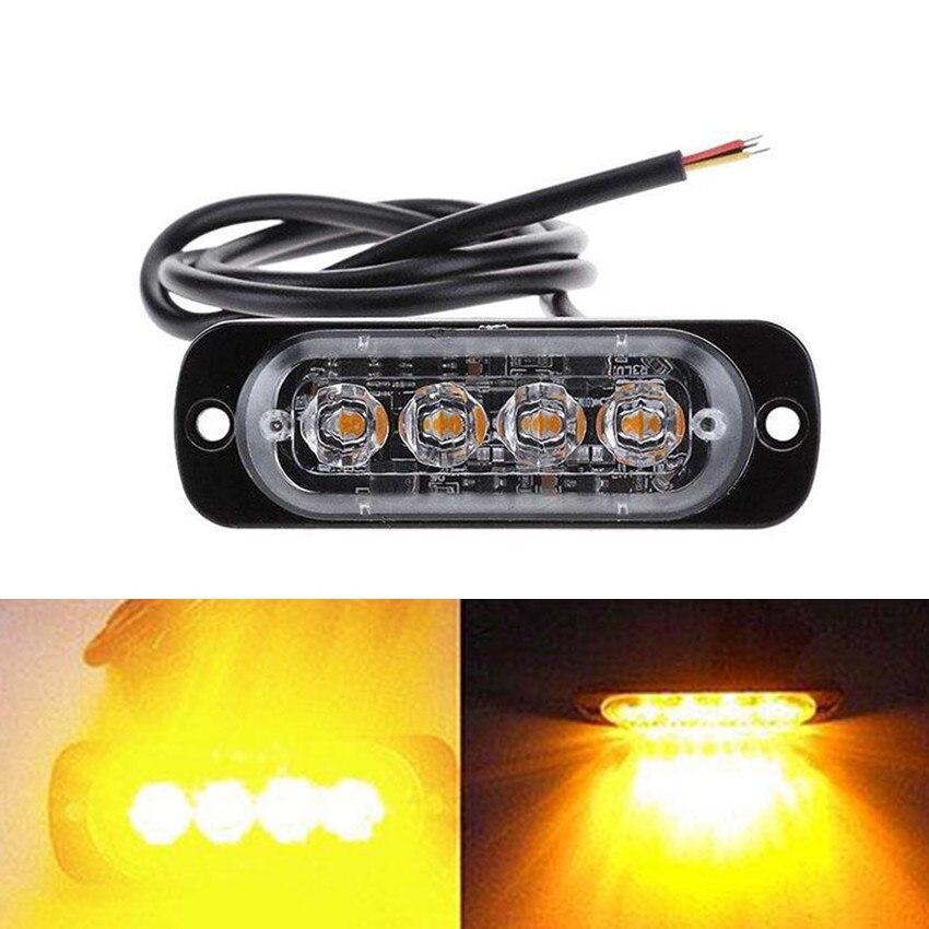 Set 2 stroboscoape auto 4 LED 12V, lumina portocalie