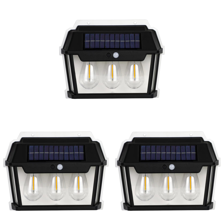 Set 2 x Lampa solara 3 becuri LED, Senzor de miscare si lumina