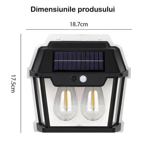 Set 2 x Lampa solara 2 becuri LED, Senzor de miscare si lumina