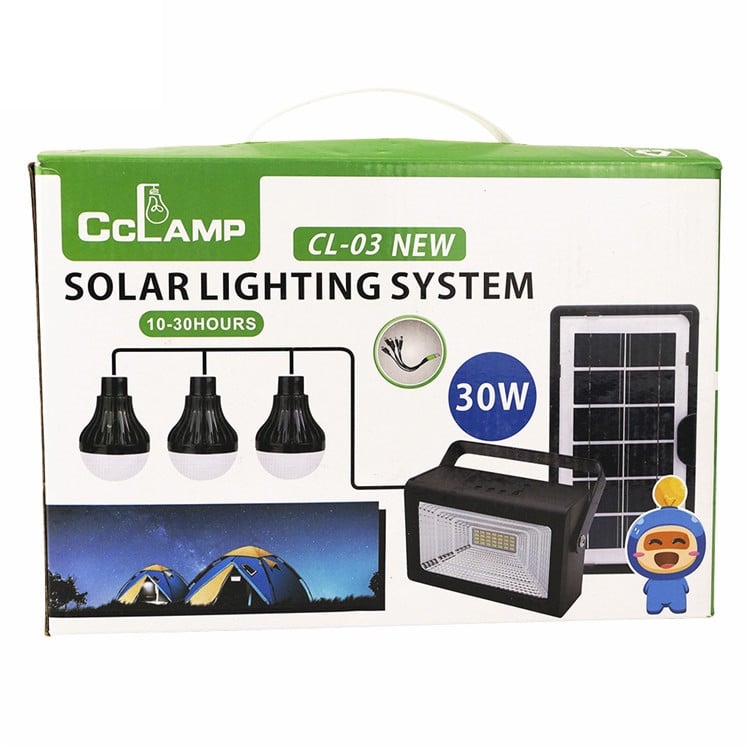 Sistem solar de iluminat cu 3 becuri LED SMD, 30 W