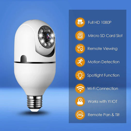 Camera video Wi-Fi XHW-5, tip Bec cu soclu E27, vedere pe noapte