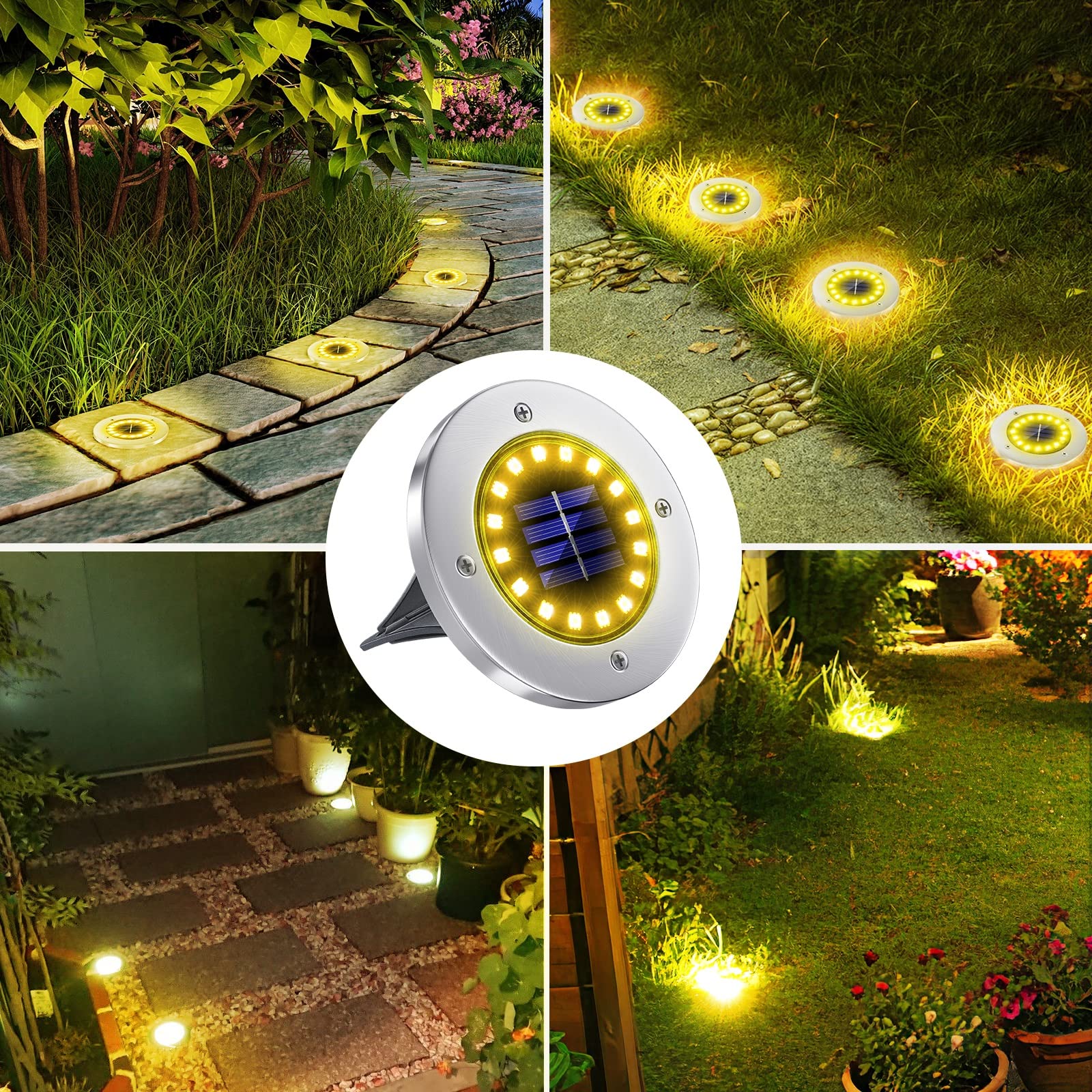 Set 8/12 lampi solare pentru pamant, 16 LED Alb Cald