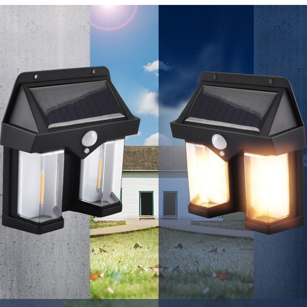 Set 4 x Lampa solara dubla, 3 moduri iluminare