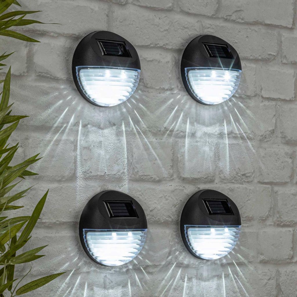 Set 4 x lampa solara de perete cu 2 LED