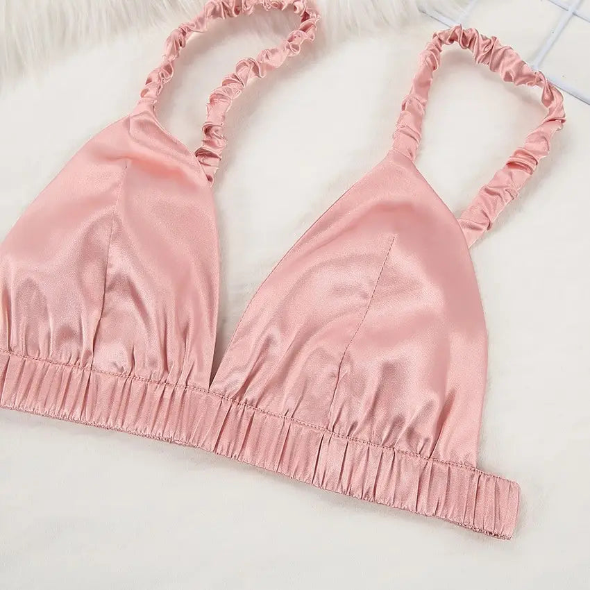 Set dama, Pijama satin 3 piese, Roz