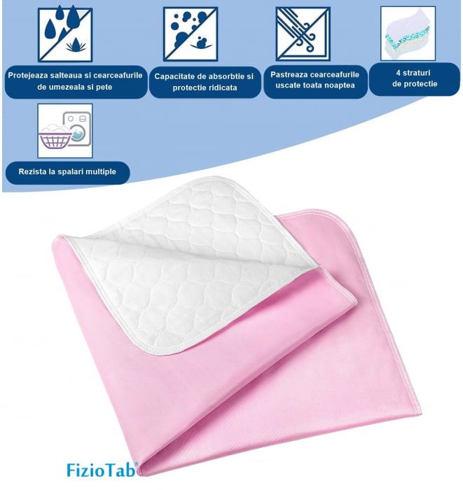 Aleza impermeabila, lavabila si reutilizabila, 91 x 85 cm, Roz/Alb