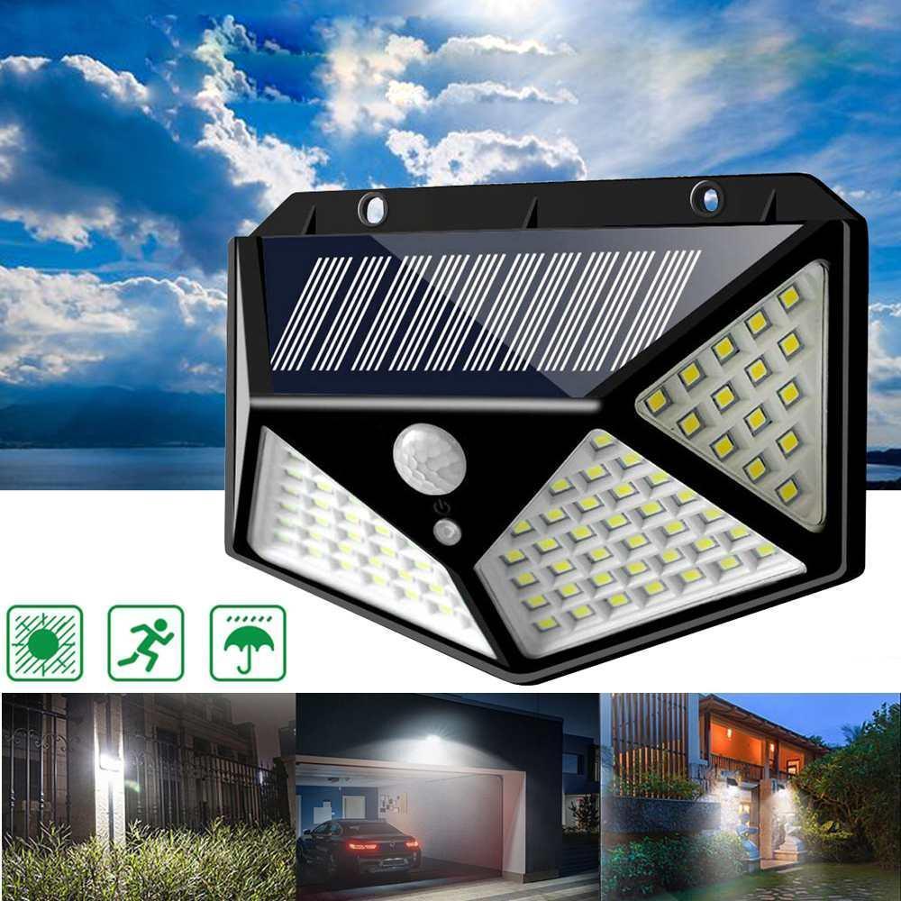 Set 5 x Lampa 100 LED cu panou solar, senzor de miscare