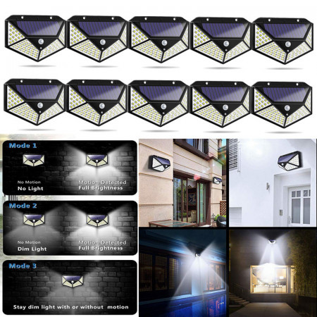 Set 5 x Lampa 100 LED cu panou solar, senzor de miscare